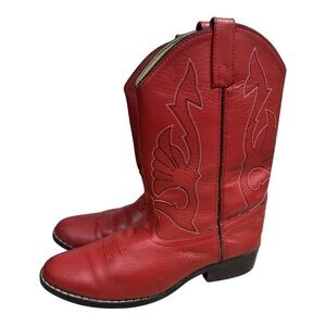 Masterson Red Leather Cowboy Boots - Big Kids Size 5.5 Western Rodeo Boots